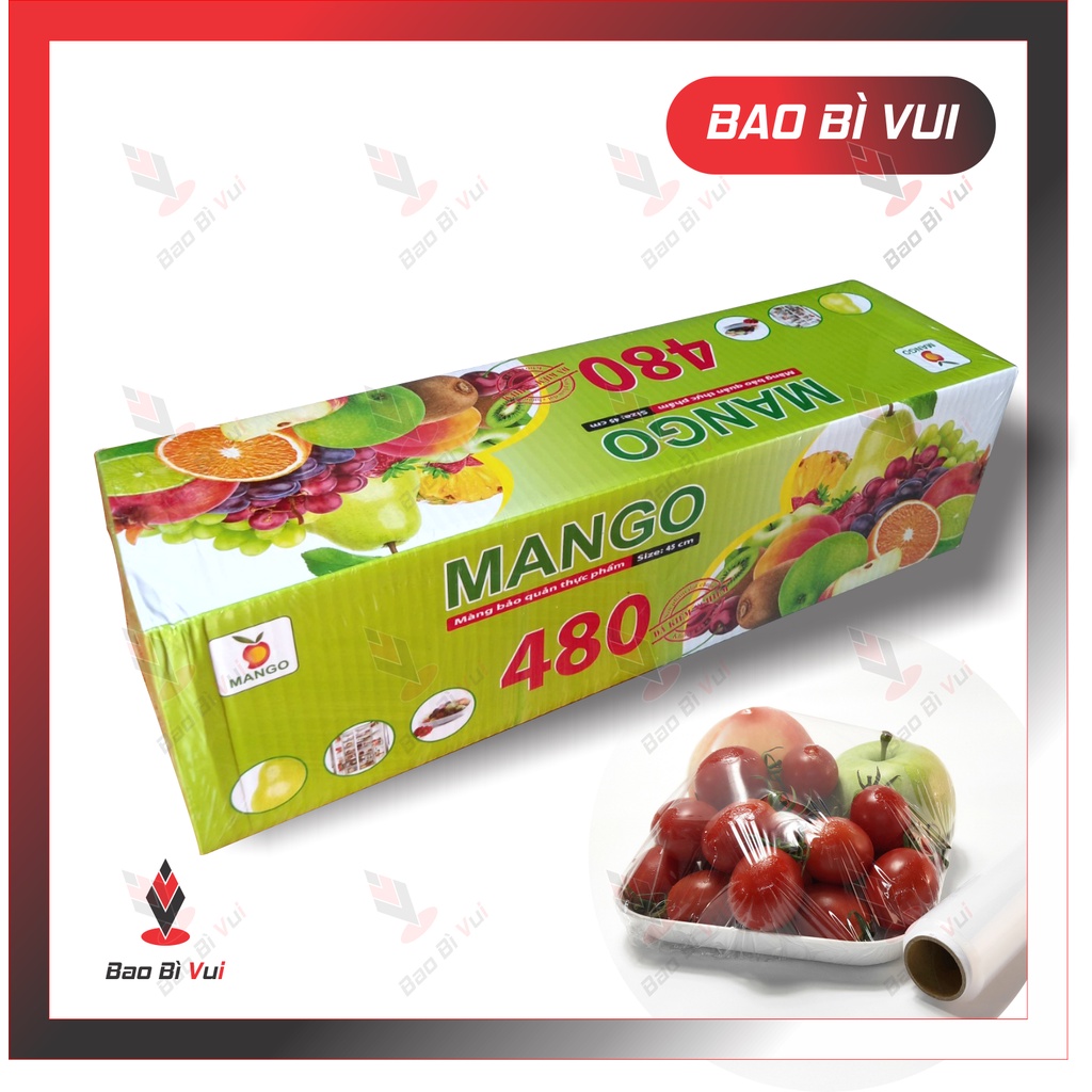 Màng thực phẩm 680 / 480, bản 45cm, pvc, bao bì vui