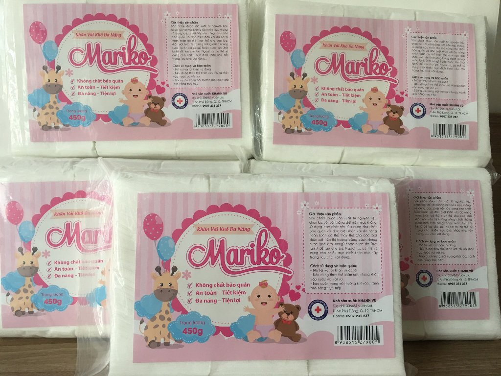 Khăn vải khô đa năng mariko 450g - combo 10 bịch