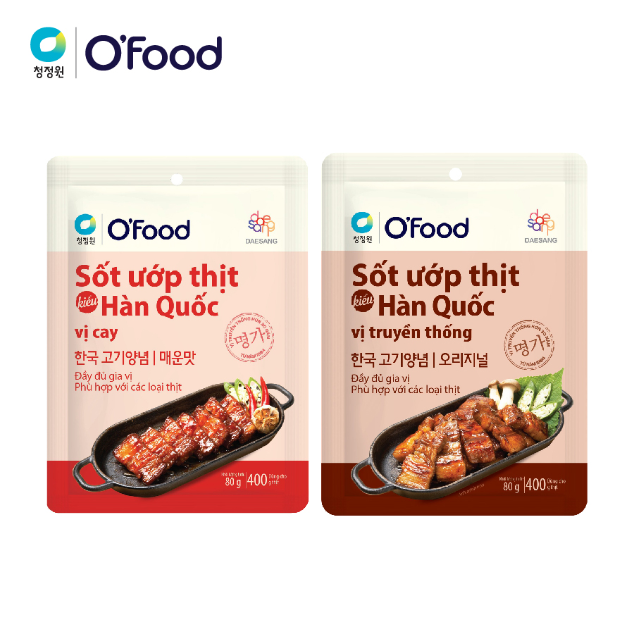 Sốt ướp thịt Hàn Quốc OFood 80g, 2 vị, giúp thị mềm, ngọt, thơm dậy vị dùng để ướp nướng, xào