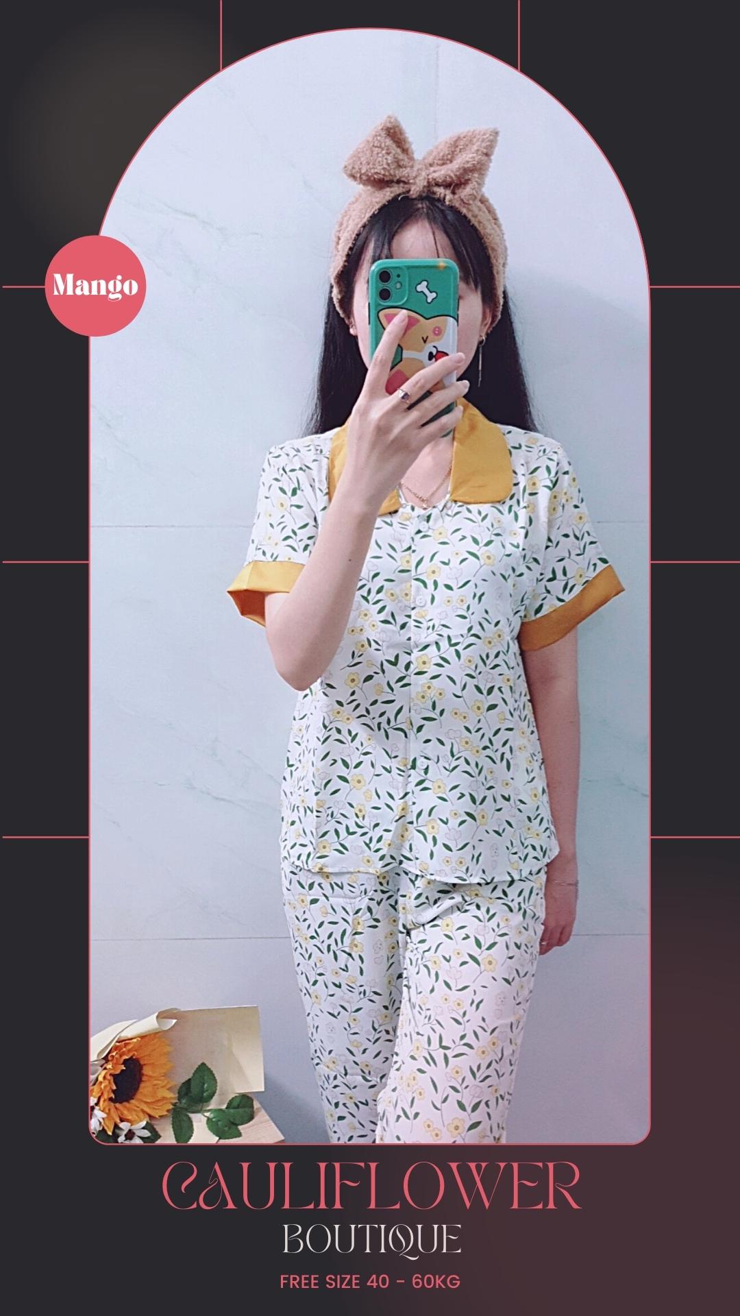 Bộ đồ ngủ, mặc nhà pijama nữ - vải lụa mango loại 1 cao cấp, giữ form dáng chuẩn