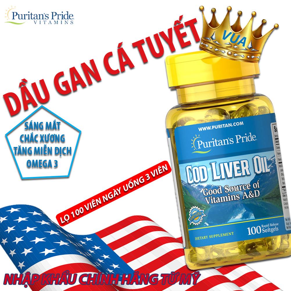 Dầu Gan Cá Tuyết Giúp Sáng Mắt Puritan's Pride Cod Liver Oil 100 Viên
