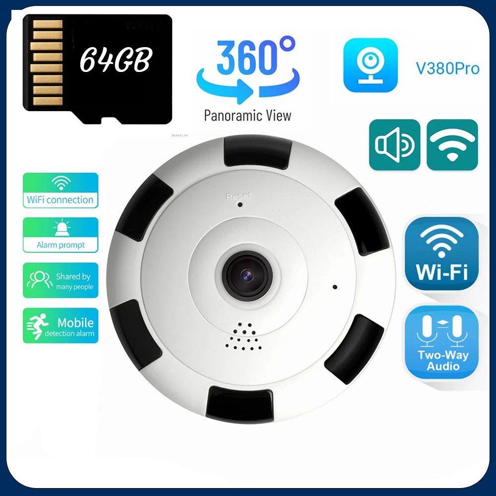 Camera wifi v380pro panorama vr360