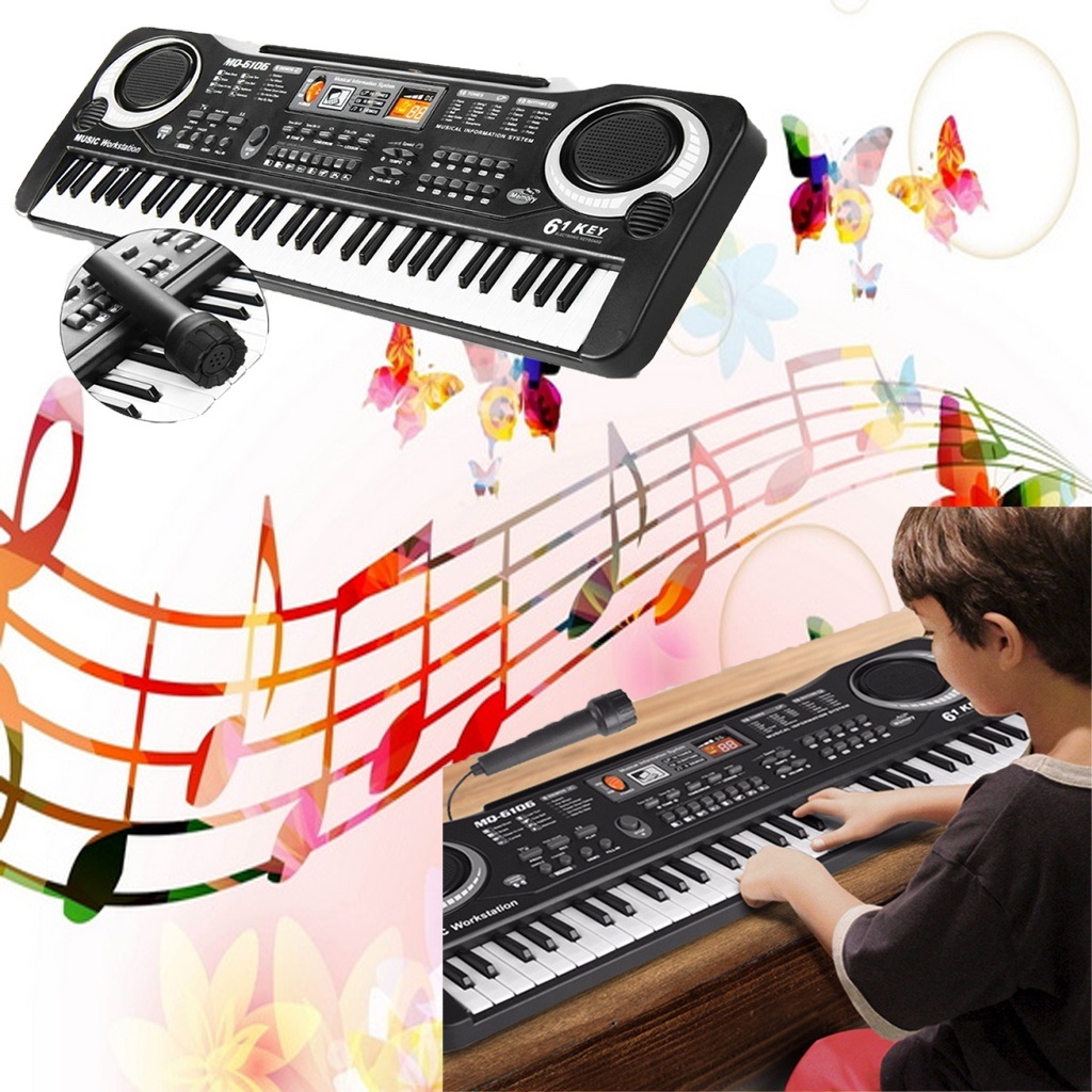 Đồ chơi đàn piano 61 phím + tặng kèm sạc và mic cho bé hàng cao cấp