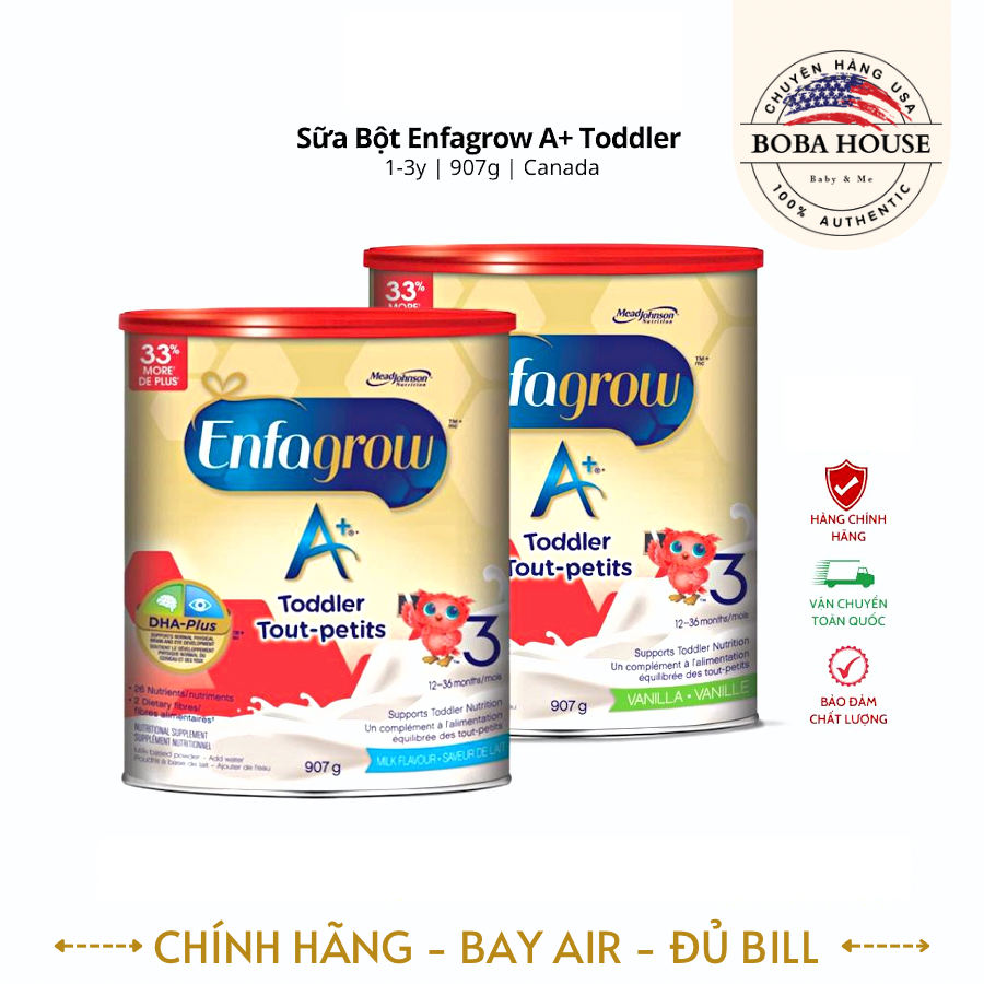 Sữa enfagrow a+ canada 907gr cho bé từ 1-3 tuổi. vị vani. hàng bay air - chính hãng