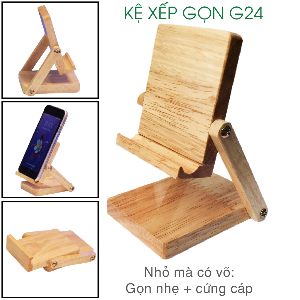Giá đỡ điện thoại bằng gỗ, kệ điện thoại, kệ gỗ để điện thoại, đế đỡ điện thoại gấp gọn