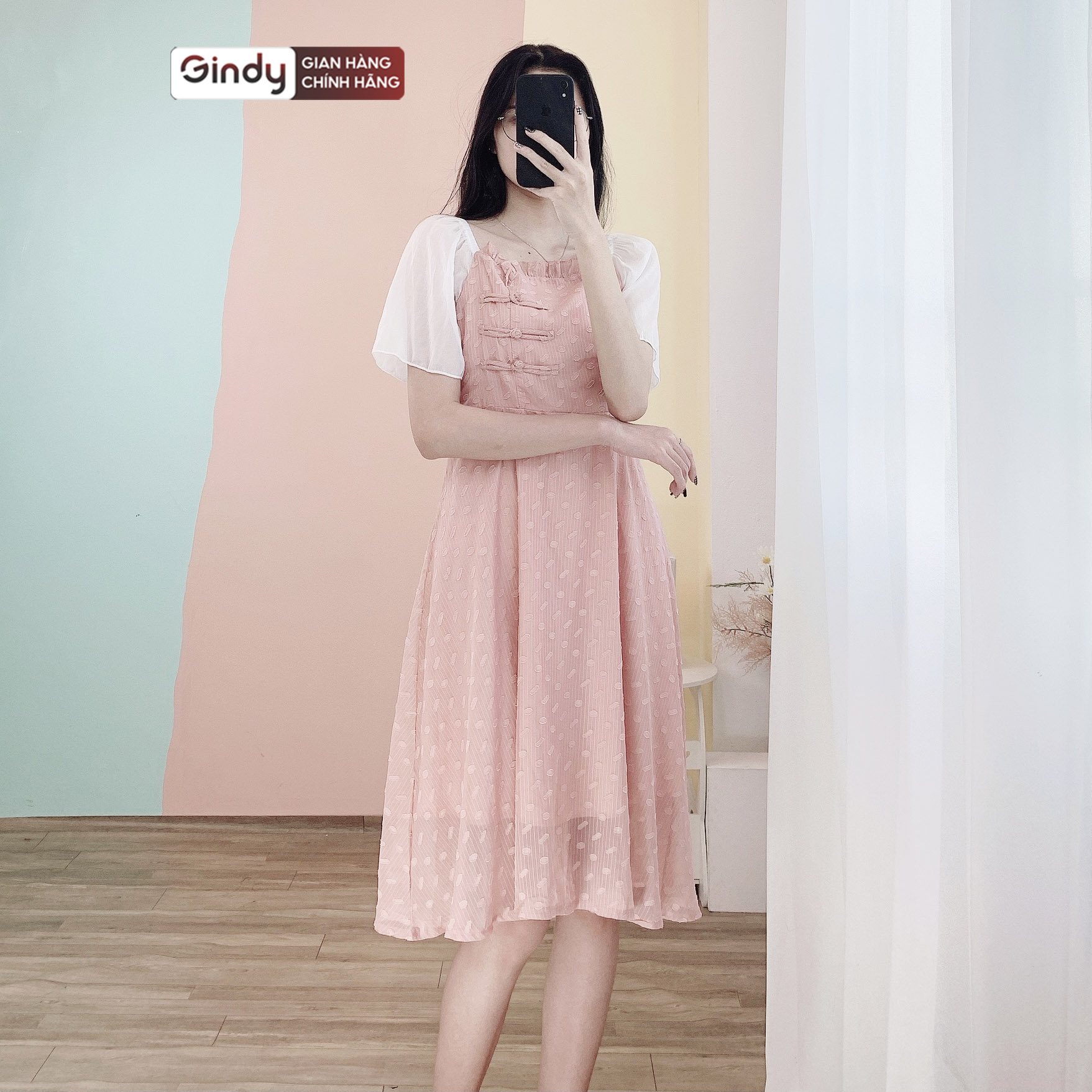 Váy nữ váy bánh bèo tiểu thư sang chảnh thiết kế cách tân phong cách tiểu thư ulzzang hàng thiết kế (hàng loại 1) GINDY V10053