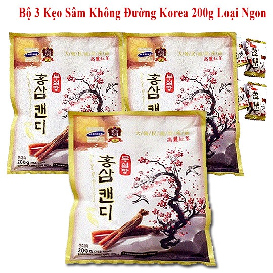 [DATE 2024]  Kẹo Sâm Cành Đào Không Đường Hàn Quốc túi 200gram- loại thượng hạng