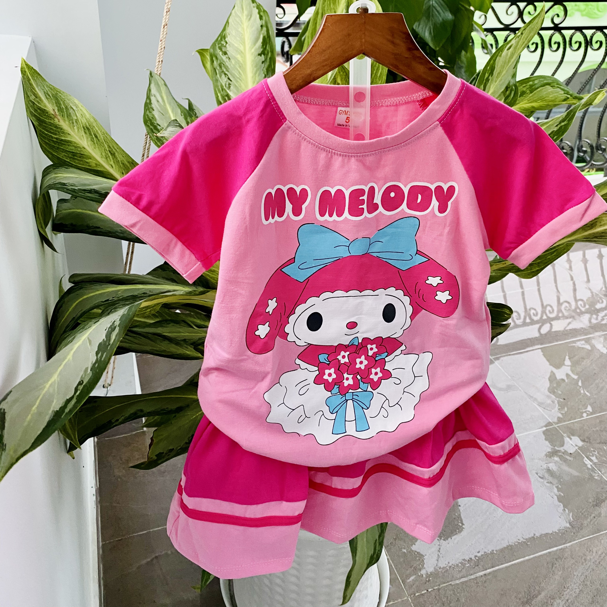 Set, Bộ váy bé gái chất cotton mặc mát [10 22kg] áo thun ngắn tay + chân váy quần đáng yêu Jennie kids J552 - 3
