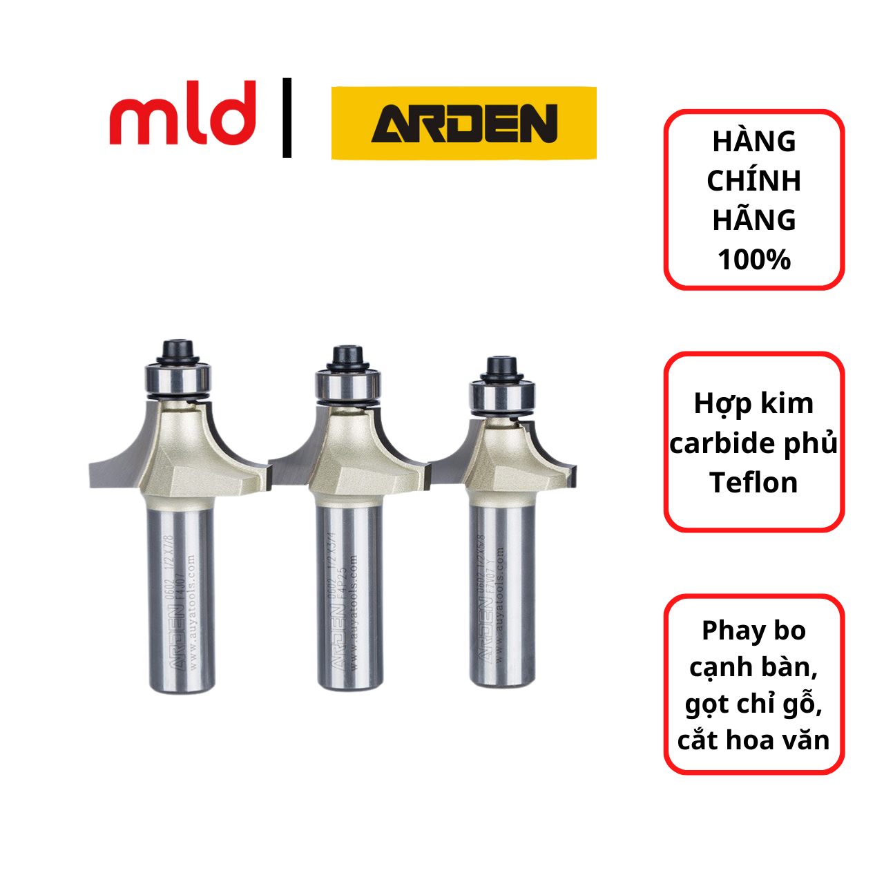 Mũi phay gỗ arden, roundover mã: a0602034