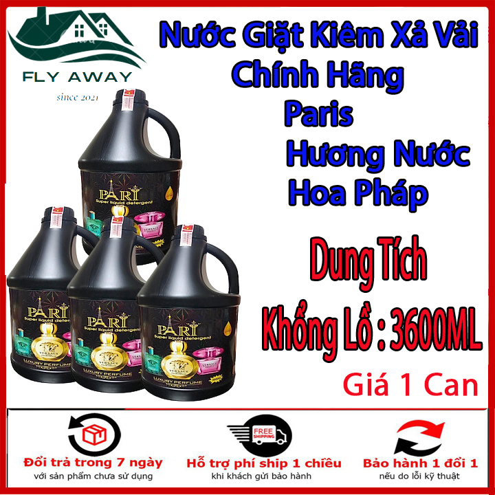 Nước giặt xả hương nước hoa pháp chính hãng paris can 3.6 lít. giặt bao thơm - đặc biệt không có bọt - không gây mẫn ngứa.