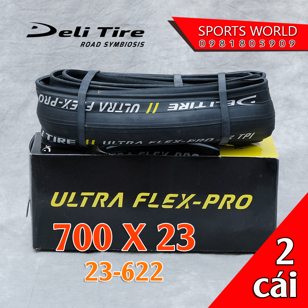 Vỏ Xếp xe đạp 700x23 (23-622) gai trơn SA-205 DELI-TIRE ULTRA FLEX-PRO