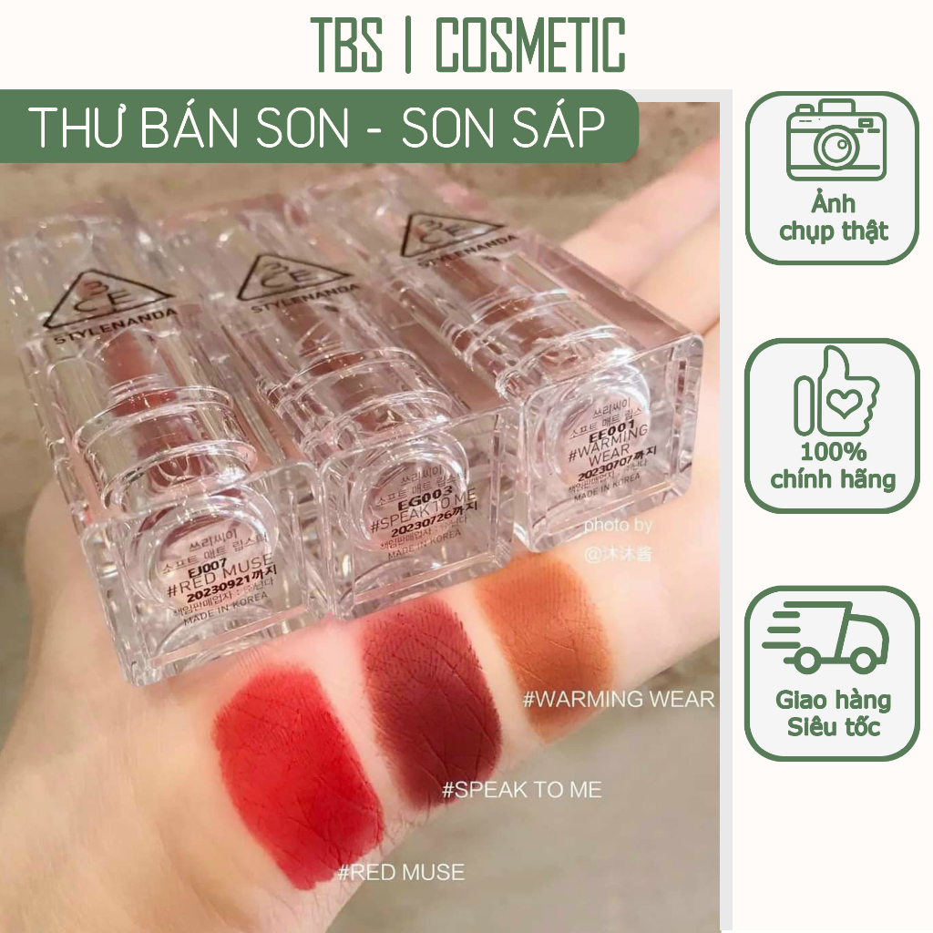 Son 3CE sáp vỏ trong suốt