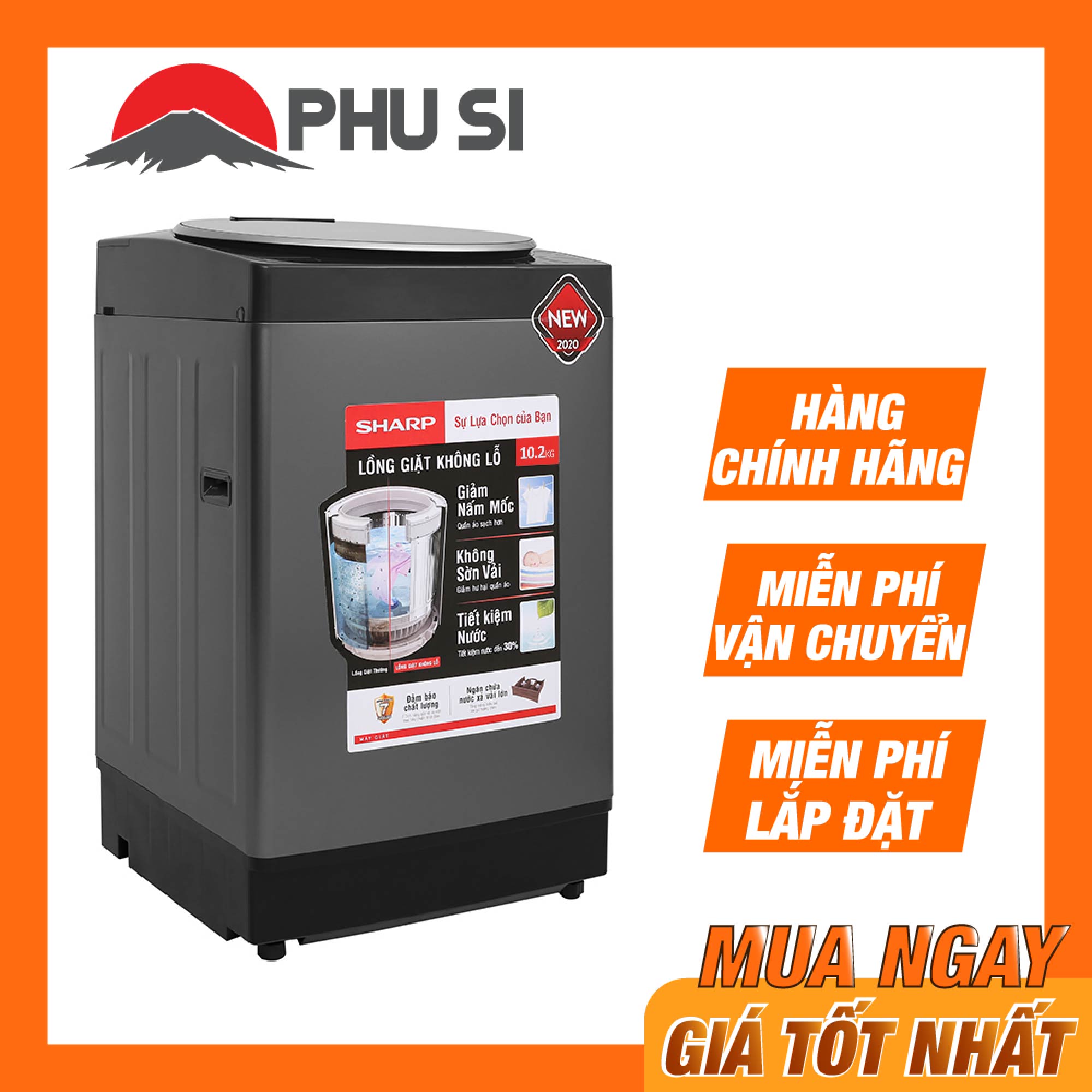 ✅máy giặt sharp 10.2 kg es-w102pv-h