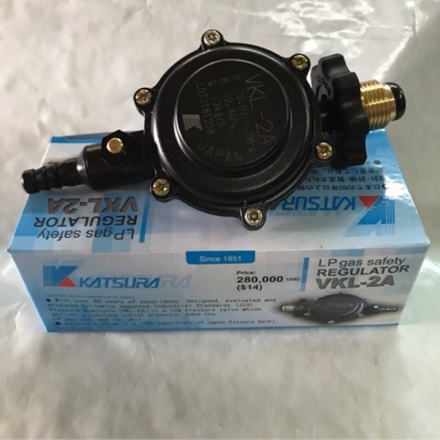 Van gas dân dụng katsura vkl-2, van gas có cầu chì ngắt gas an toàn, bảo vệ người sử dụng, phòng chống cháy nổ, tiết kiệm gas, sản xuất Nhật Bản