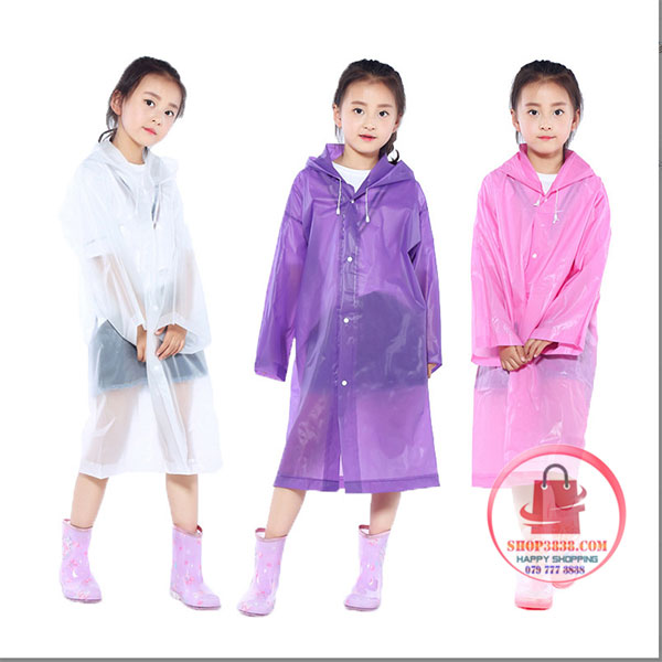 Áo mưa măng tô nhựa dẻo cho bé từ 1m1 đến 1m4