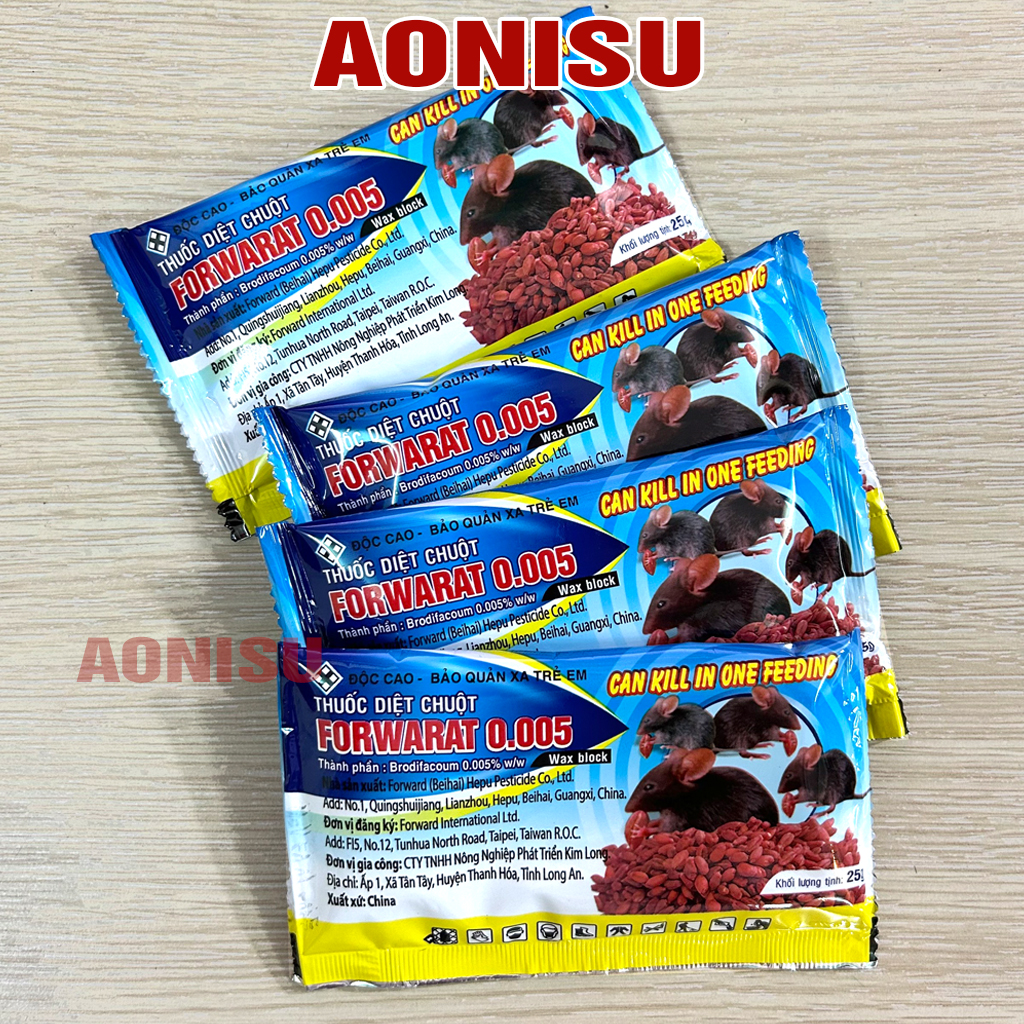 Thuốc diệt chuột cực mạnh forwarat gói xanh dương 25g hàng công ty - bả chuột sinh học, thuốc diệt chuột sinh học, kẹo diệt chuột aonisu