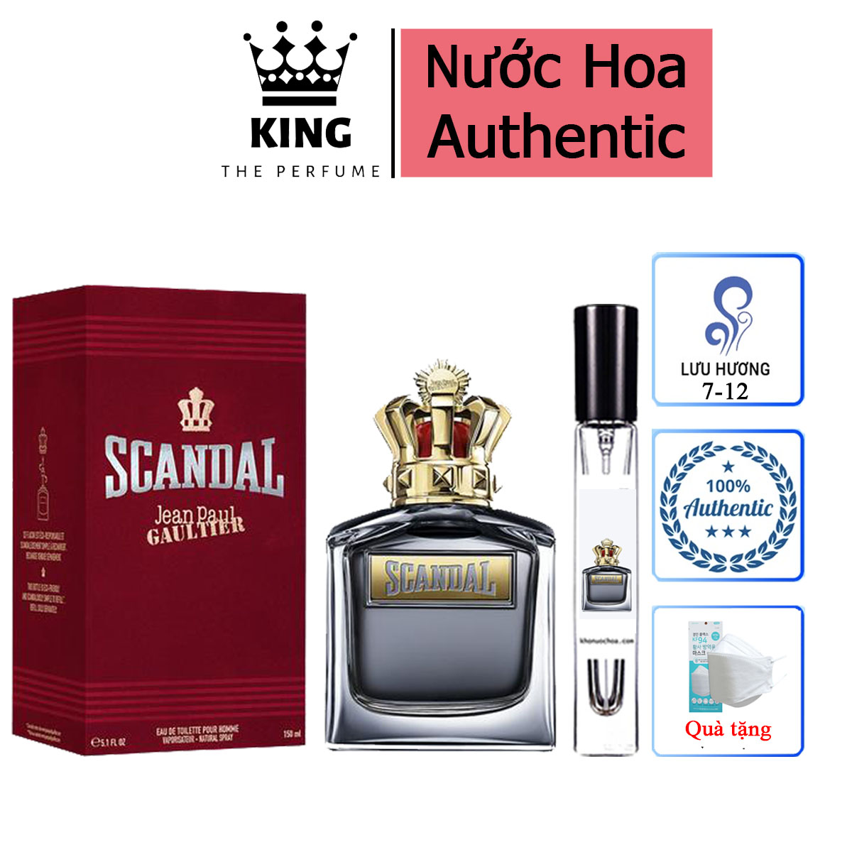 Nước hoa nam Jean Pau Gautier Scandal Pour Homme - Hương thơm Nam tính, Quyến rũ, nước hoa Jean Pau, Chai chiết 5-10-20ml