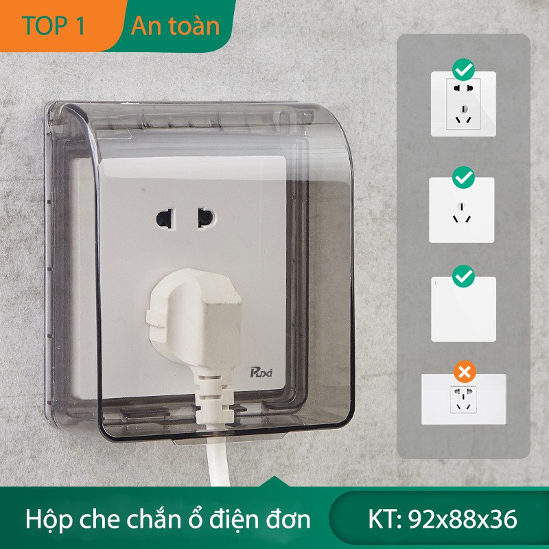 Hộp chụp ổ điện an toàn chống thấm nước bảo vệ an toàn khi đang sử dụng điện, Hộp Chống Nước Che Mưa Cho Công Tắc Ổ Cắm