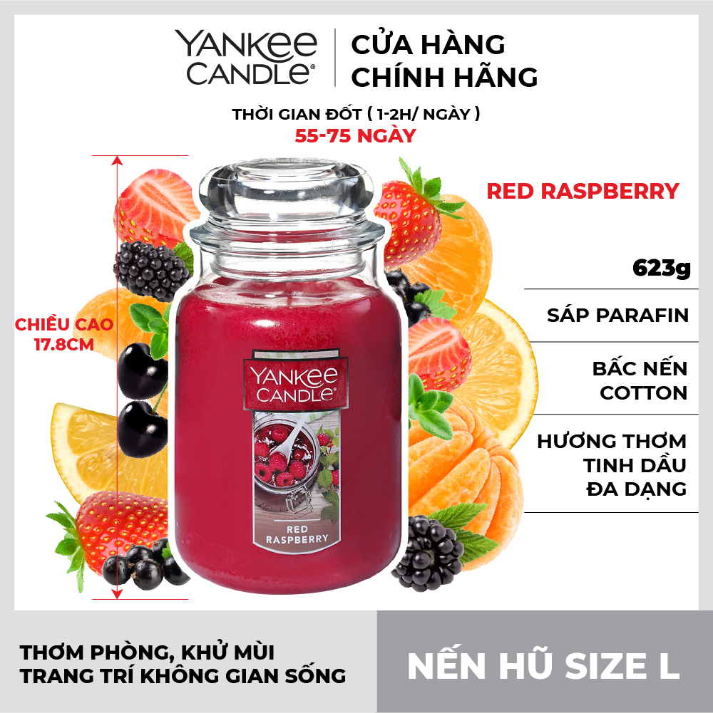 Nến hũ Yankee Candle size L - Red Raspberry