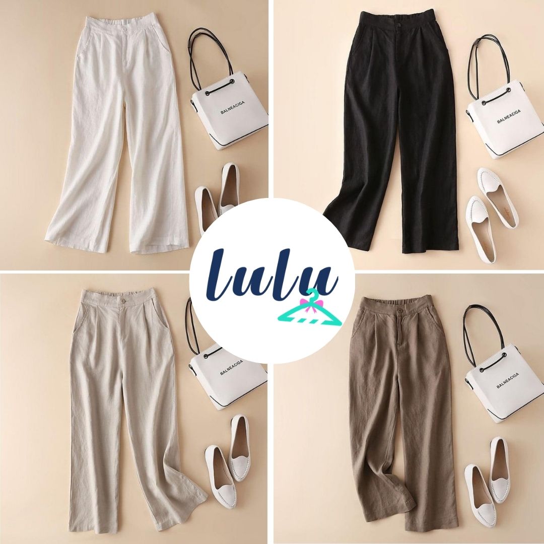 Quần cullotes nữ. Quần ống suông rộng nữ vải đũi dài 92cm size S, M, L, XL