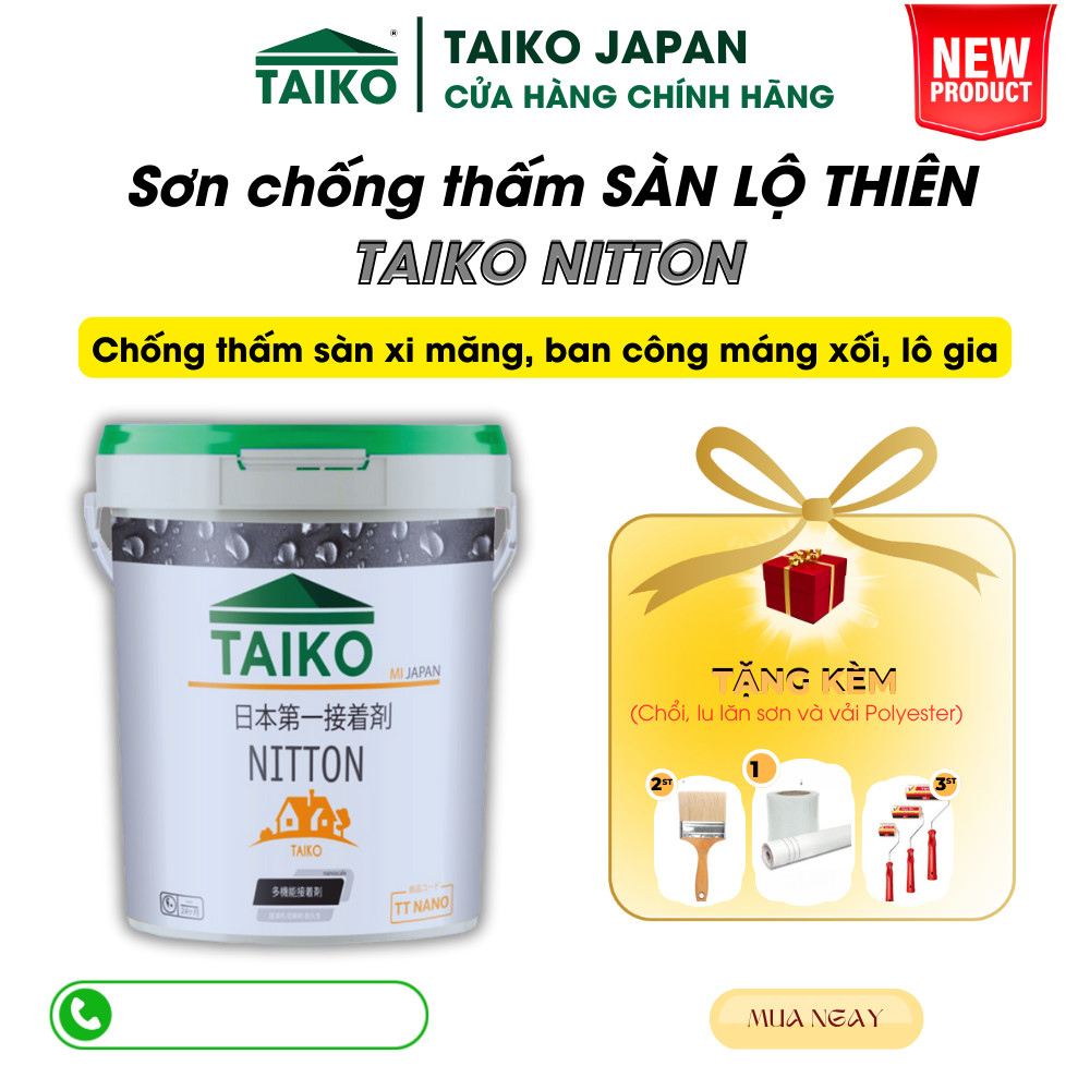Keo quét Nhật Bản - TaiKo Nitton chống thấm vết nứt mái nhà, máng xối, tôn, triệt