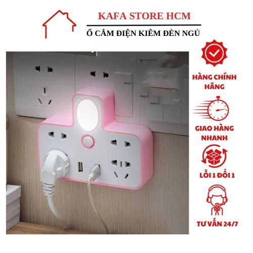 Ổ Cắm Điện 3 Chấu - Ổ Điện Đa Năng Loại Xịn Có Cổng Gắn USB Sạc Điện Thoại Kiêm Đèn Ngủ Cực Đẹp.