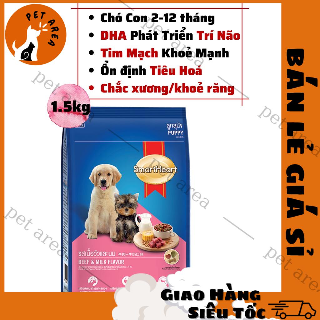 Thức ăn smart heart puppy 1.3kg cho chó con, hạt chó con smart heart puppy 1.3kg