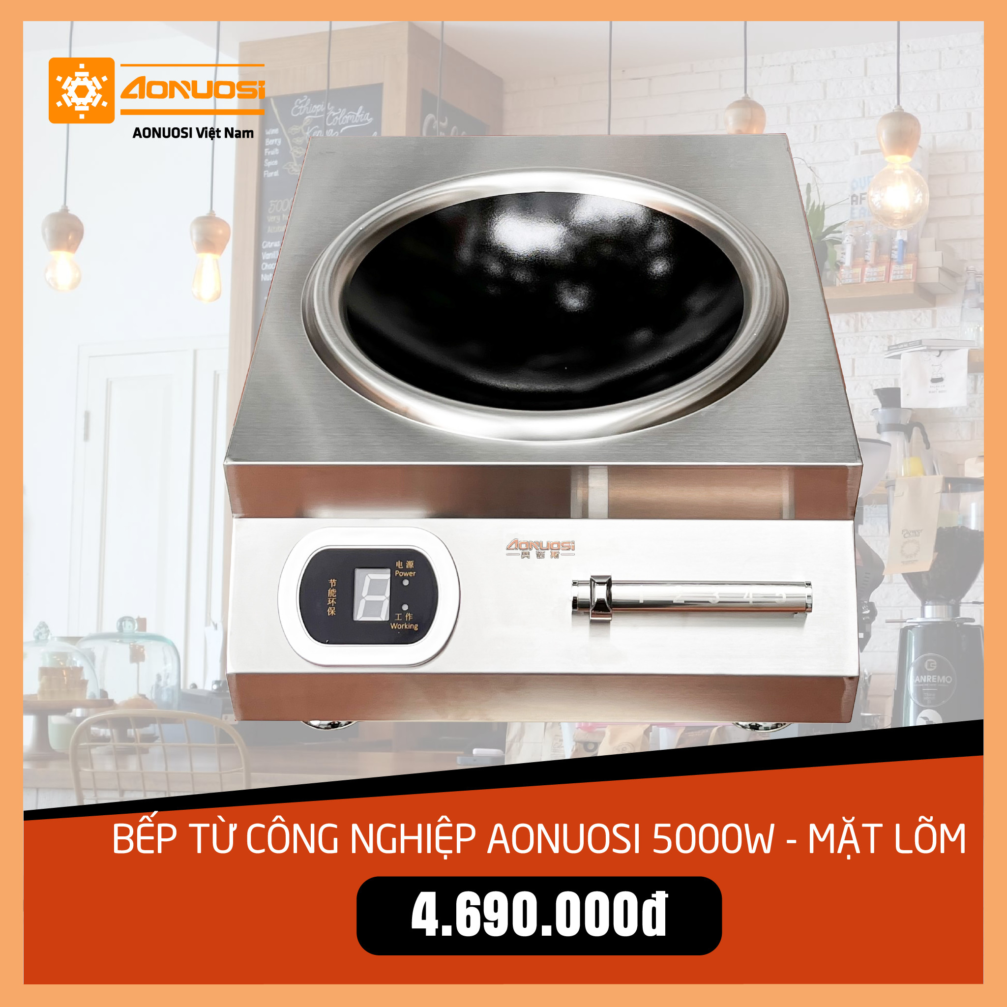 Bếp từ công nghiệp mặt lõm chuyên dụng 5000w