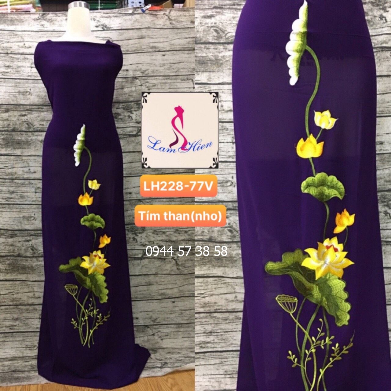 Vải áo dài thêu lh228