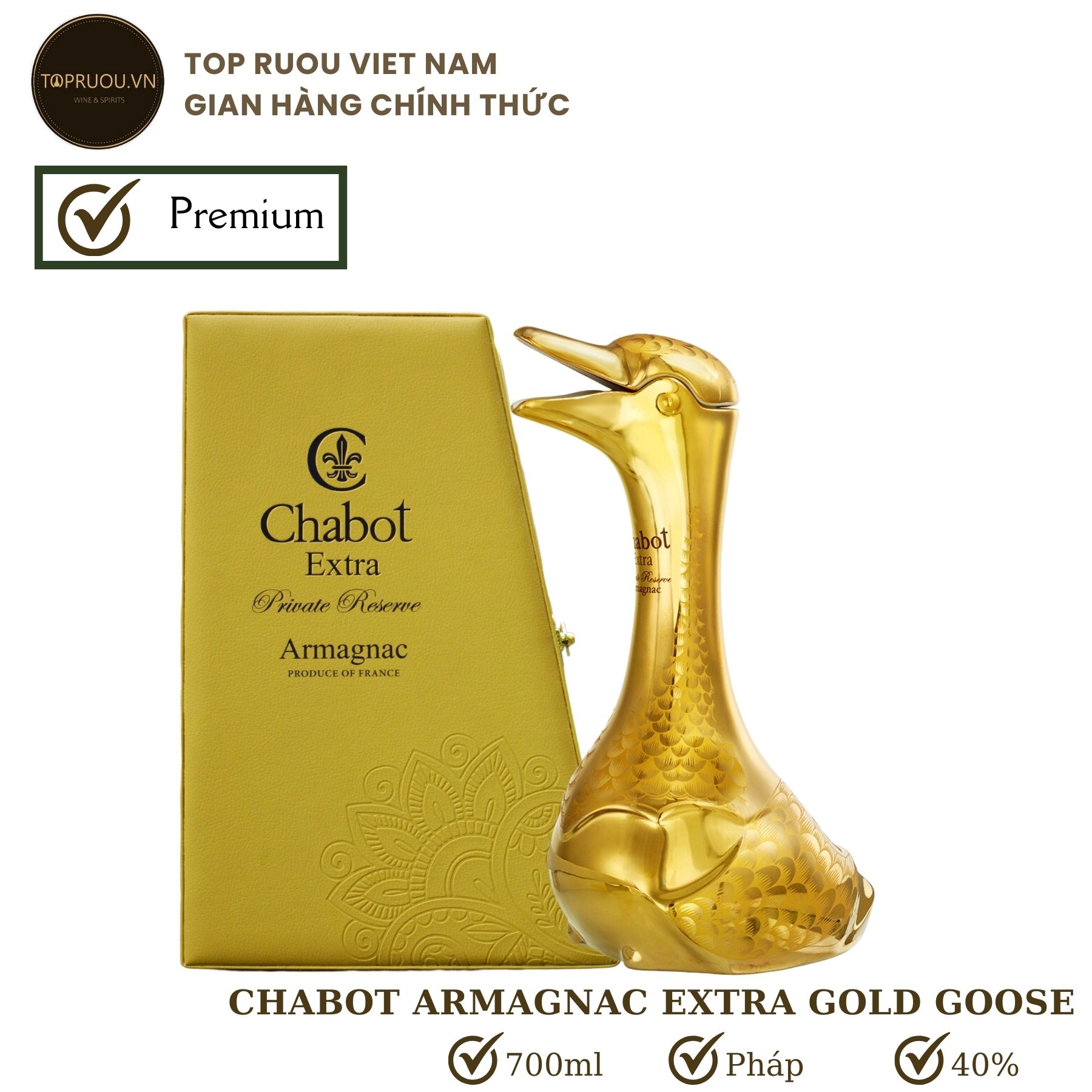 [TopRuouVietNam] Rượu Chabot Armagnac Extra Gold Goose - 700ml [Hàng Thật]
