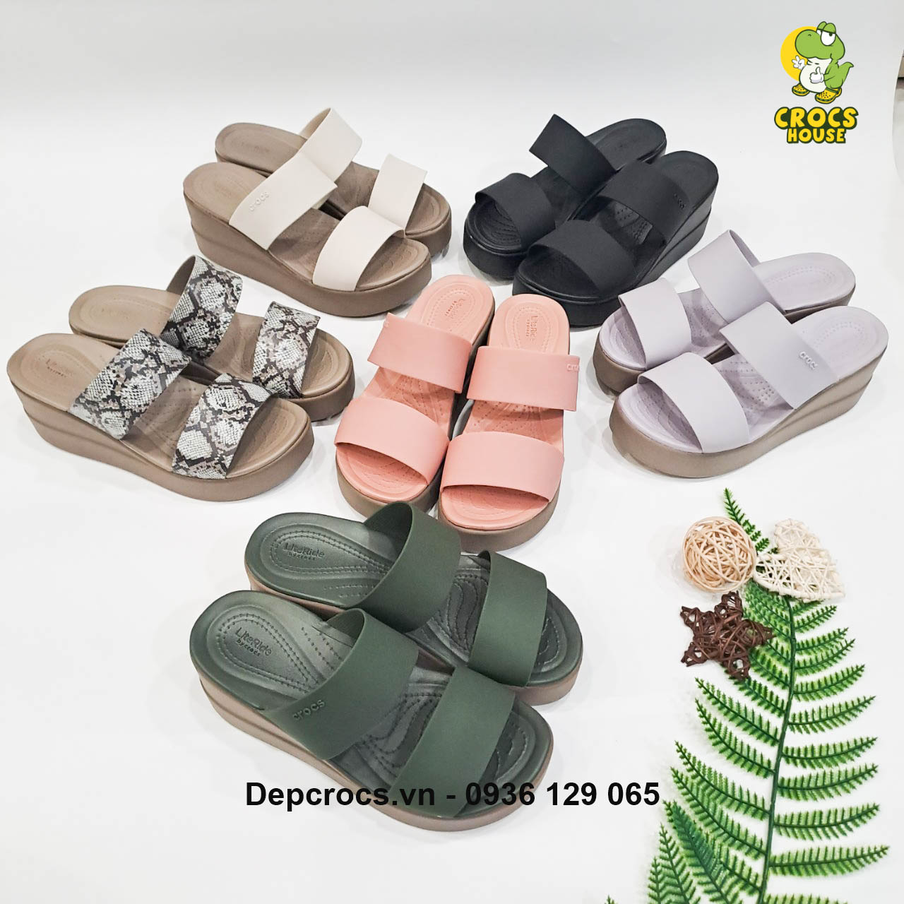 Dép xuồng cross brooklyn 7 phân, dép cross brooklyn đế bánh mỳ, dép cross nữ đế cao - nhà cá sấu.