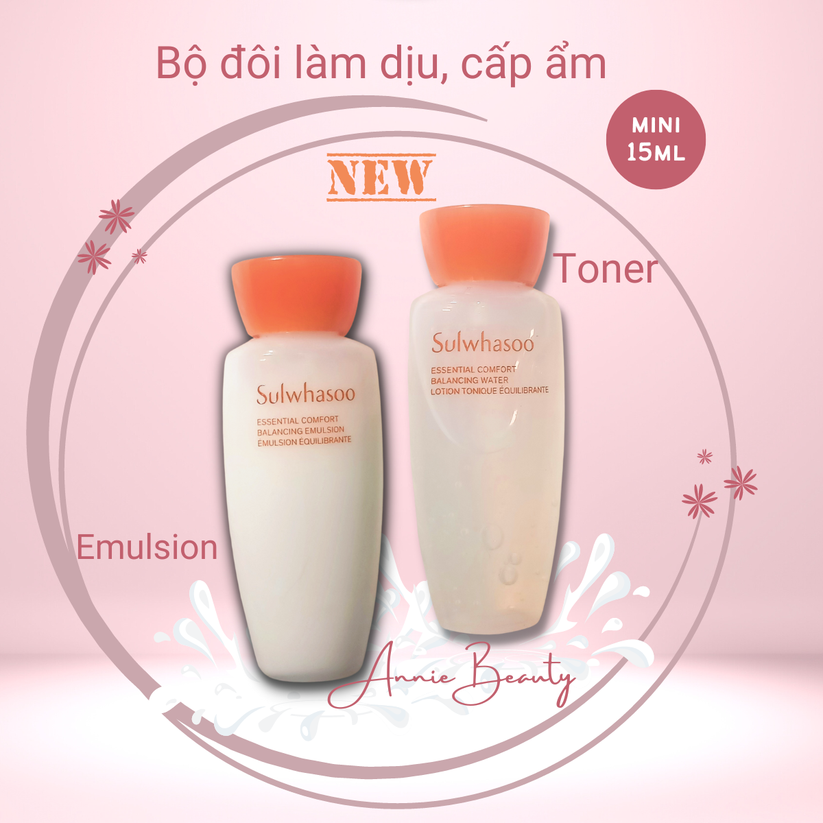 Combo nước hoa hồng, sữa dưỡng làm dịu và cấp ẩm thiết yếu Sulwhasoo dưỡng và ngăn ngừa khô da Essential Comfort Balancing Toner + Emulsion