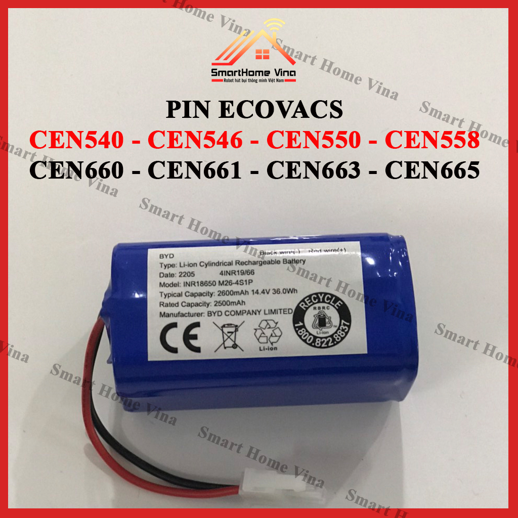 Pin robot hút bụi lau nhà Ecovacs Cen 540, Cen 546, Cen 550, Cen 558, Cen 660, Cen 661, Cen 663, Cen 665. BẢO HÀNH 3 THÁNG