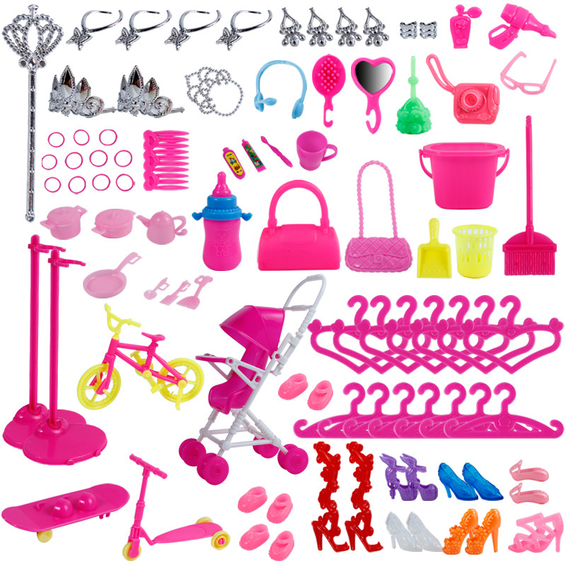 Bộ đồ chơi bằng nhựa 95 chi tiết cho búp bê barbie,phụ kiện búp bê 30cm