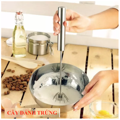 [HCM]Cây đánh trứng có lò xo tự xoay / Phới lồng nhấn đánh trứng inox bền đẹp giá sỉ