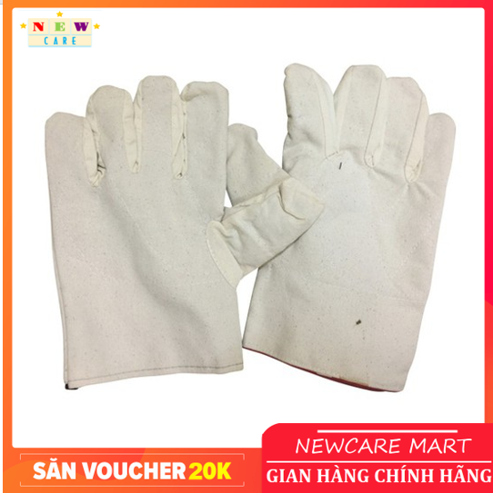 Combo 10 Đôi Găng Tay Vải Bạt Trắng, Găng Tay Thợ Hàn, Găng Tay Cơ Khí