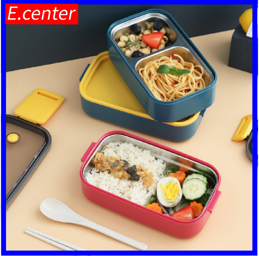 [Kèm đũa thìa trong hộp] Hộp cơm inox 2 tầng chia ngăn giữ nhiệt thiết kế mới