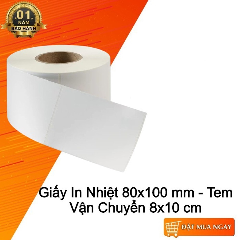 ▦ Giấy tem decal nhiệt 80x100mm cuộn 300 tem - tem vận chuyển 8x10 cm