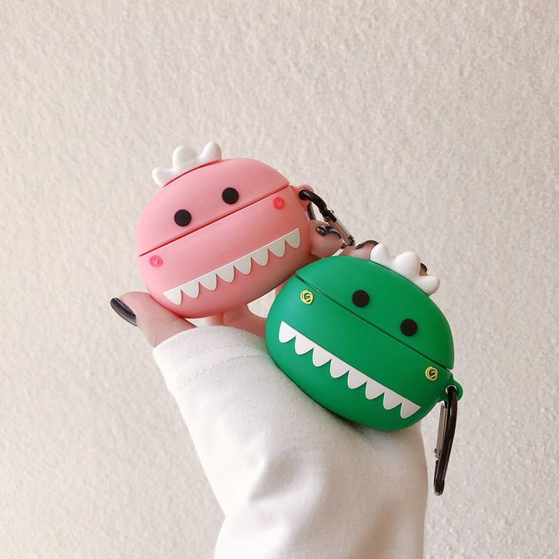Ốp tai nghe hình đầu khủng long xanh hồng siêu cute - thích hợp tai nghe Airpods 1029CAKLX