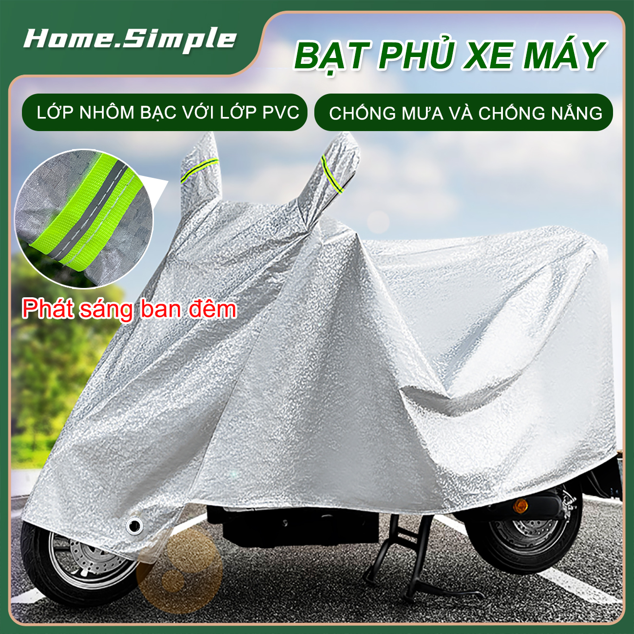 Bạt phủ xe máy Bạt trùm xe máy chống thấm siêu bền Áo trùm xe máy tráng nhôm cách nhiệt chống nắng Vừa chống trầy xước xe kích cỡ khác nhau