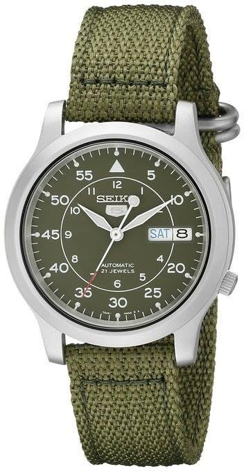 Đồng hồ nam dây dù máy cơ seiko 5 quân đội bản 37mm snk805k2