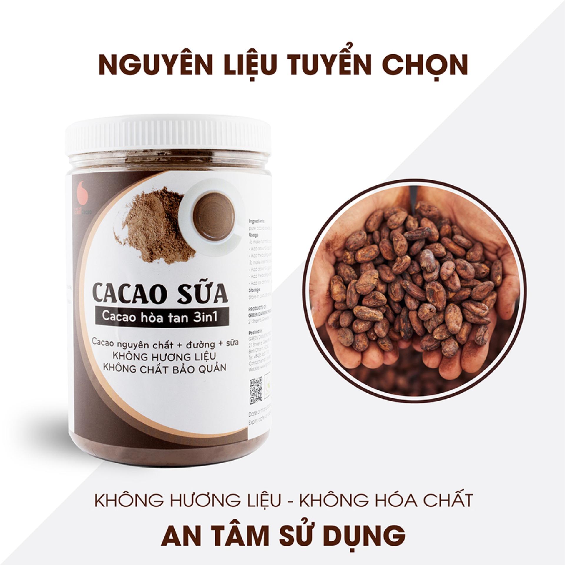 Bột cacao sữa 3in1 GreenD Food - Hũ 550gr cung cấp năng lượng