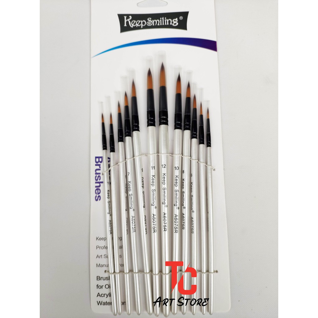Bộ cọ đầu nhọn keep smilling a6075r