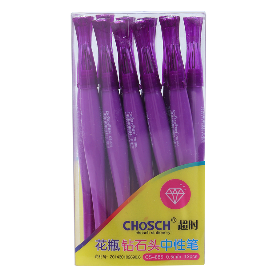 Hộp 12 Cây Viết Gel Chosch Cs - 885 Ngòi 0.5mm Hàng Chính Hãng