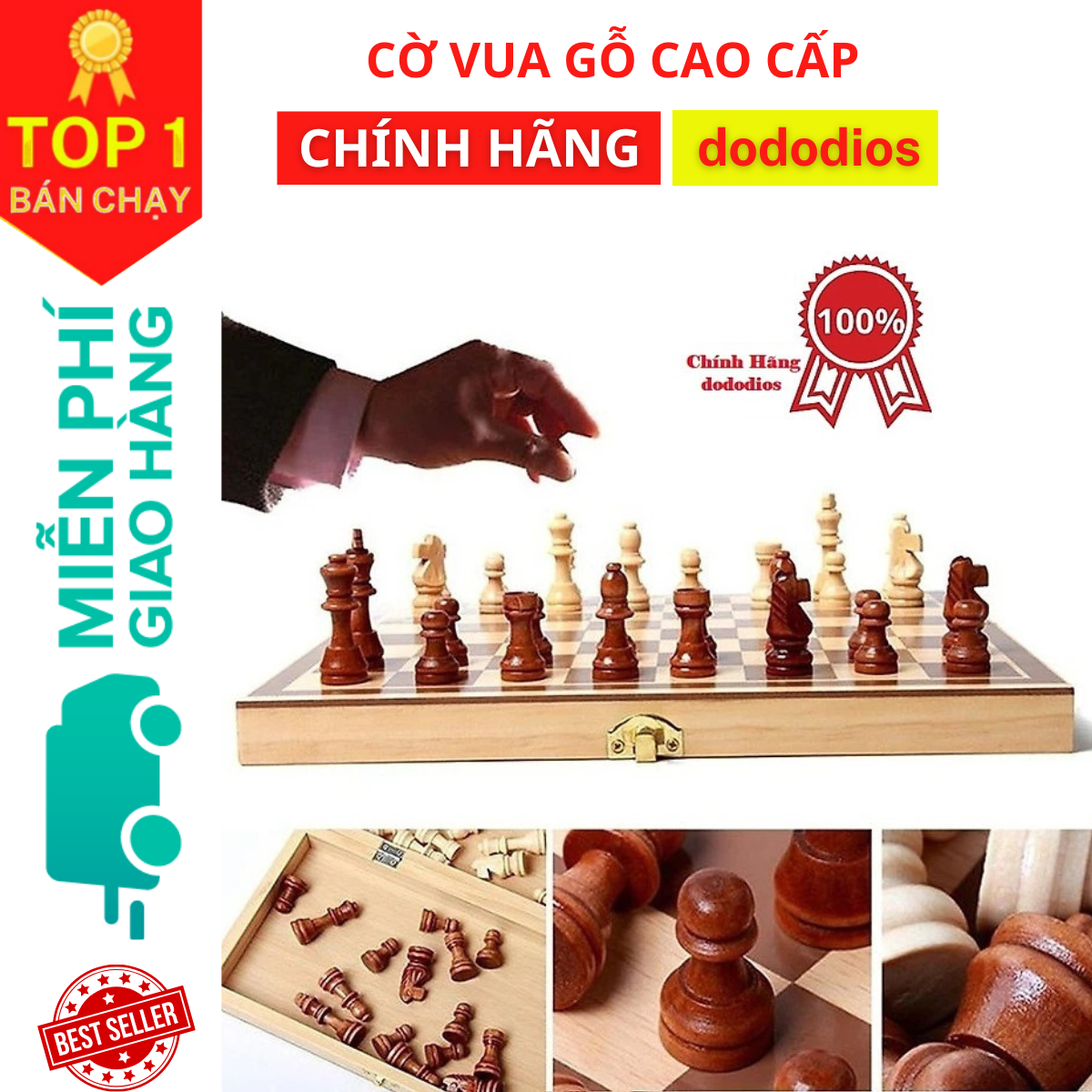 Cờ Vua Gỗ - Cờ Vua Cao Cấp - Đồ Chơi Bằng Gỗ Tự Nhiên - Chính hãng dododios