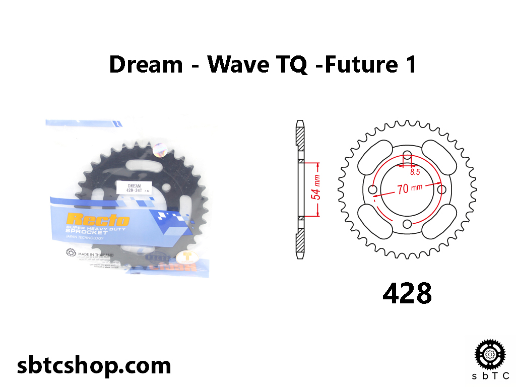 Dĩa RECTO 33 34 35 36 răng cho xe độ Dream Wave đời cũ Cub Future 1 chính hãng