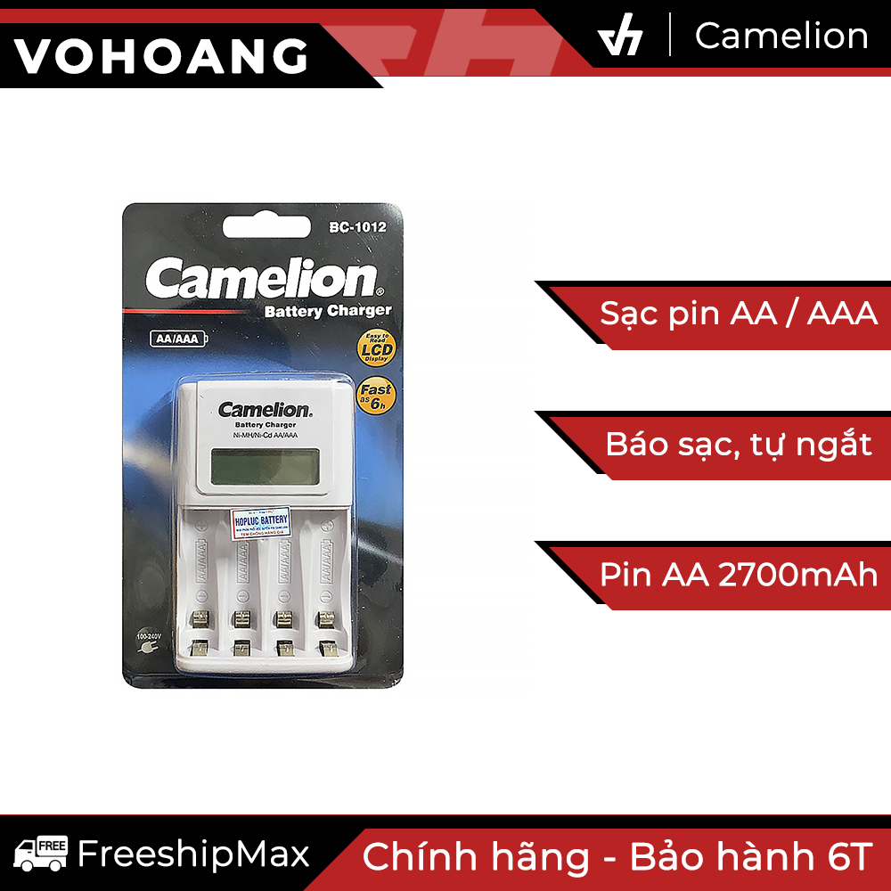 Bộ sạc pin AA / AAA Camelion 1012 tự ngắt sạc có màn hình