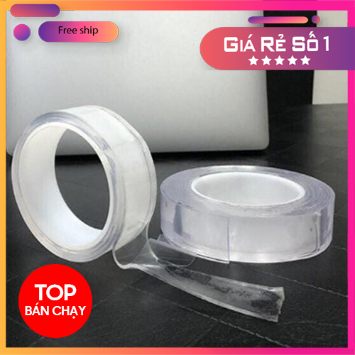 [HCM]Băng Keo 2 Mặt Trong Suốt Siêu Dính Đa Năng Loại Dày 2mm Dài 3 Mét Đàn Hồi Dán Mọi Bề Mặt Hữu Dụng