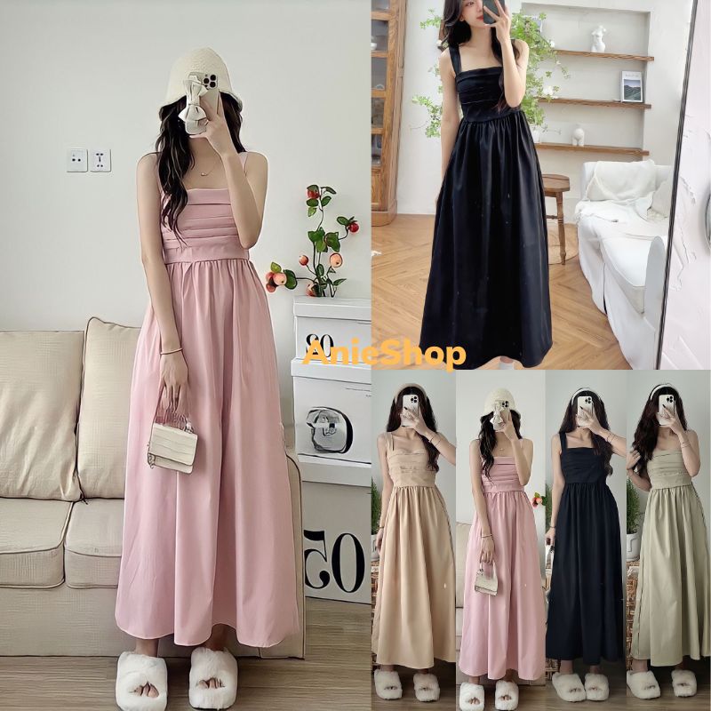 Váy maxi 2 dây bản to dáng dài xếp ly ngực chất bao đẹp chuẩn form ,đầm 2 dây babydoll nữ ,đầm maxi 2 dây dáng dài dài ,đầm 2 dây dáng xuông ,váy maxi đi biển nữ , đầm maxi đi biển ,đầm công chúa nữ ,ANIESHOP688