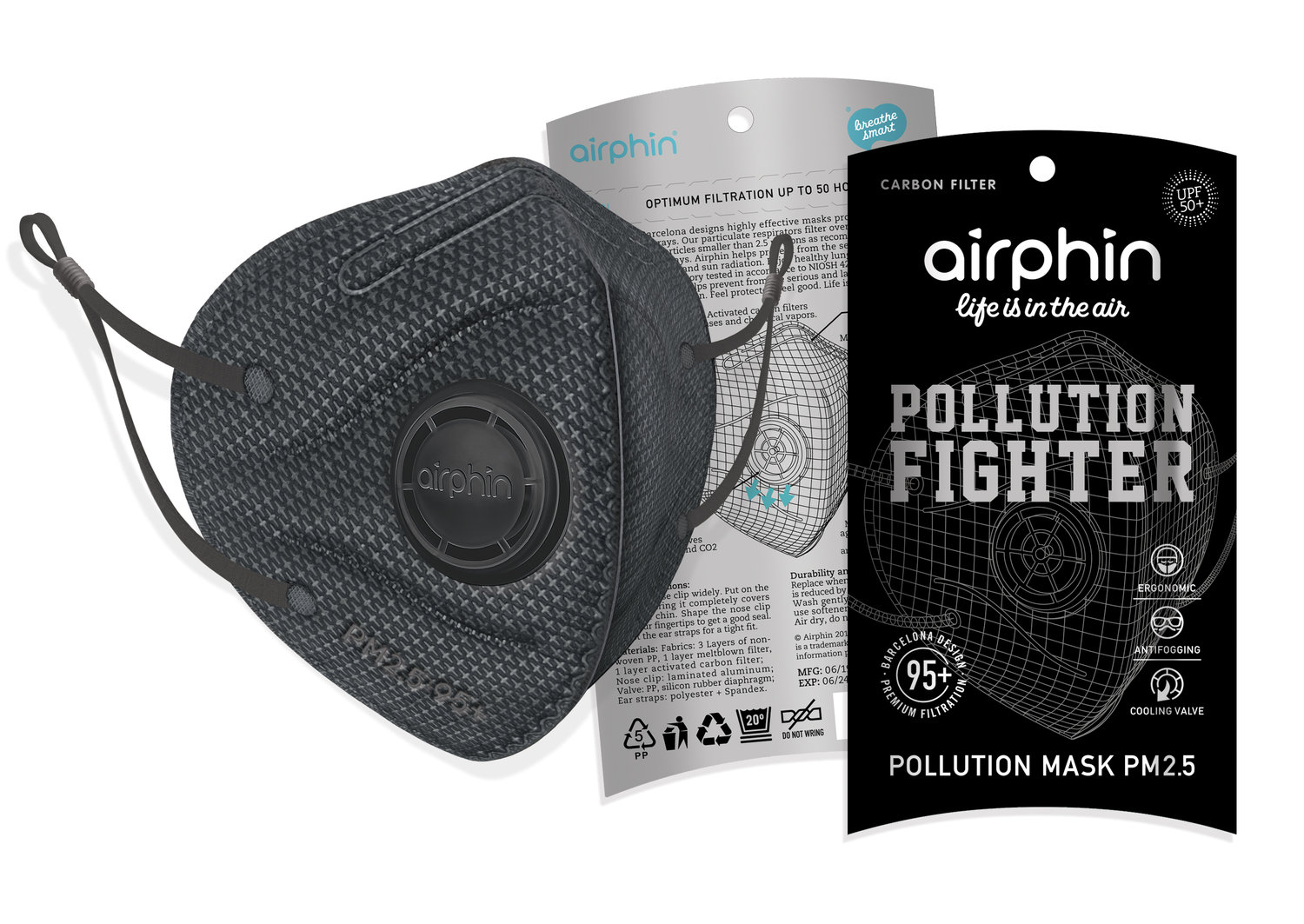 Khẩu trang chống bụi than hoạt tính Airphin Tây Ban Nha Air Pollution Fighter